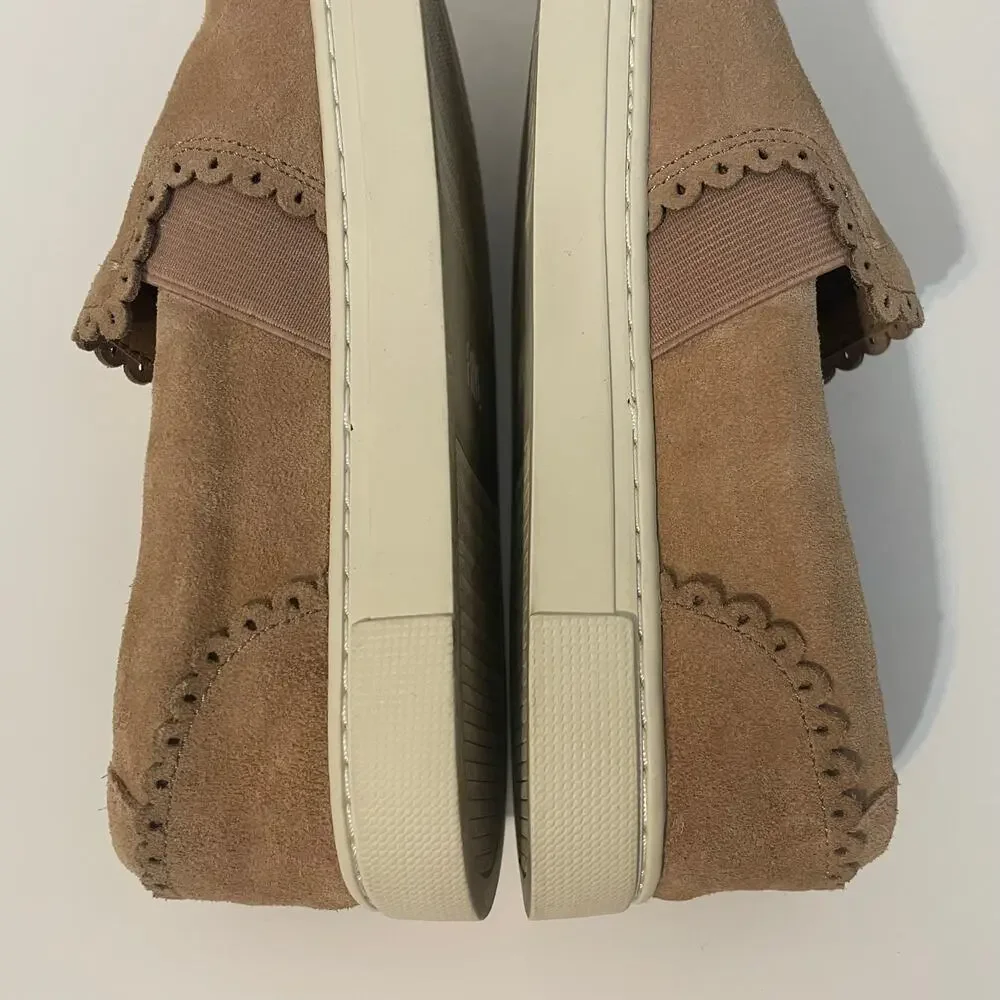 Frye Women’s Ivy Scallop Suede Slip On Sneakers Pale Blush Size 6.5